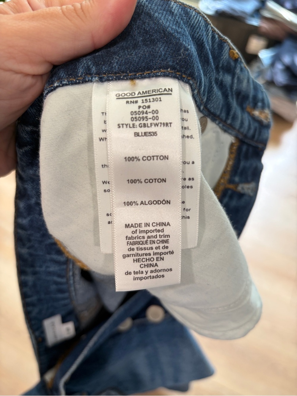 Good American Good Legs Straight Jeans Size 6/28 100% Cotton Side Slit Denim - Picture 7 of 8
